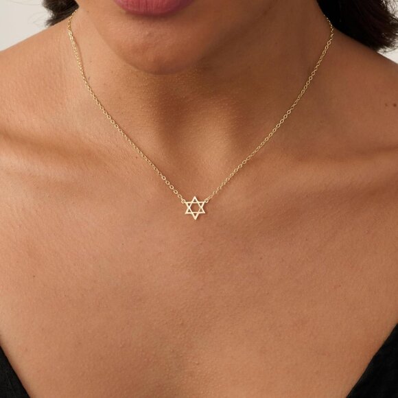 ⚡Gold Star of David Necklace for Women Men Minimalist Jewish Symbol Jewelry Gift - Picture 4 of 7